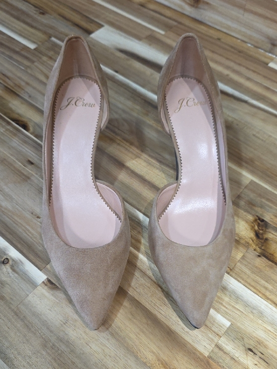 J. Crew Shoes - J.Crew Lucie Suede D'Orsay Pointed Toe Pumps Ashen Brown Tan Heel Size 6